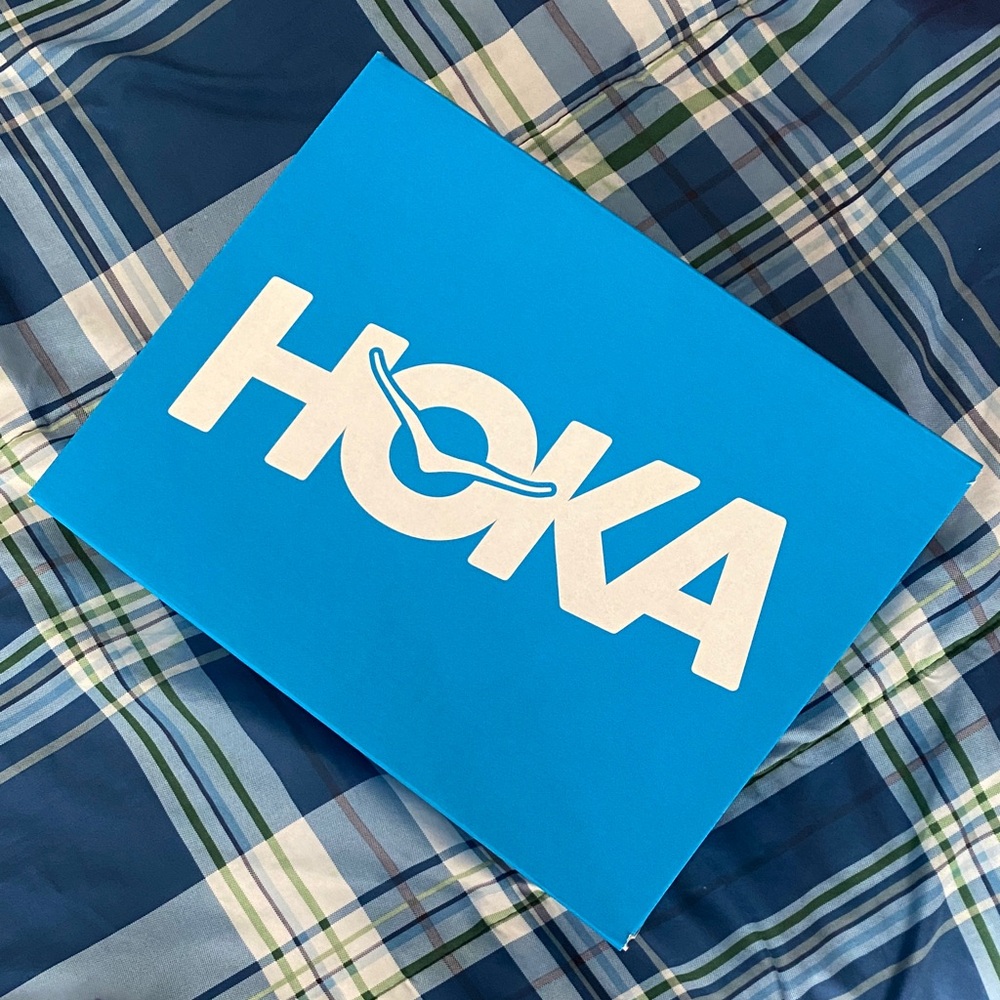 Empty Hoka Clifton 10 Blue Shoe Box with White Logo